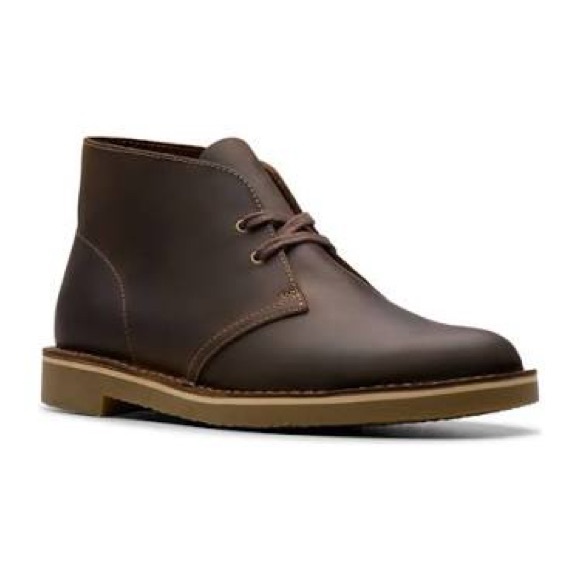 Men’s Clarks Shepton Dark Brown Leather Chukka Ankle Boots Weathered Preppy Fall